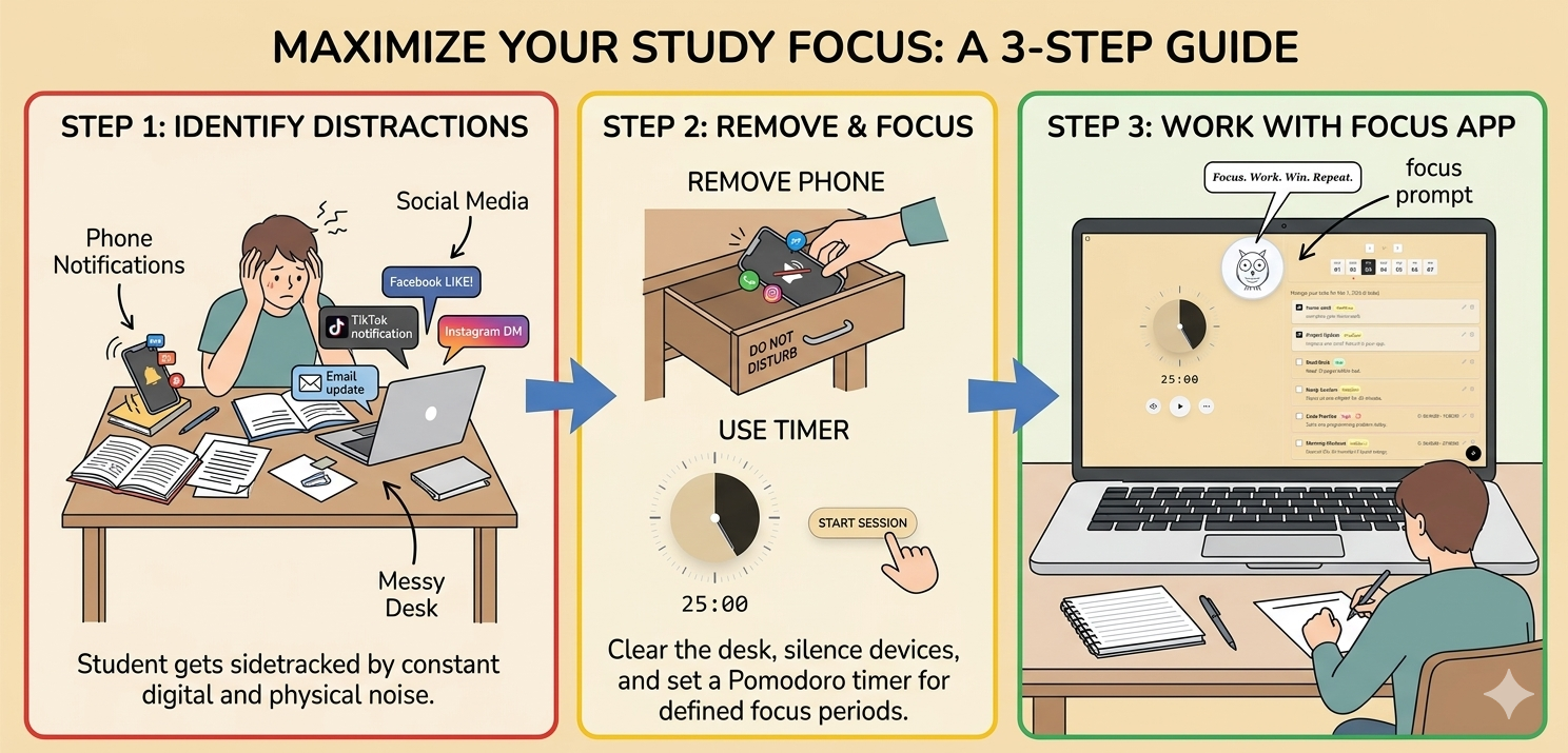 How to Study Without Distraction: A Practical Step-by-Step Guide for Students